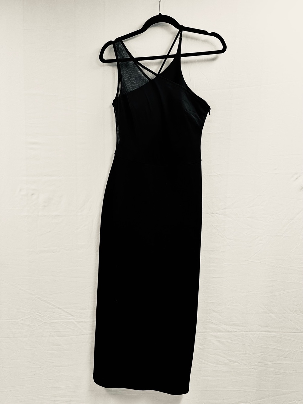 Marcella Vivica Black One-Shoulder Mesh Insert Midi Dress - Picture 8 of 9